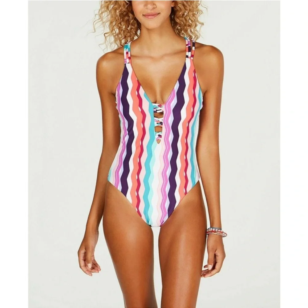 BAR III NWT Waves Low Back Cheeky One Piece Swimsuit | Medium / Large